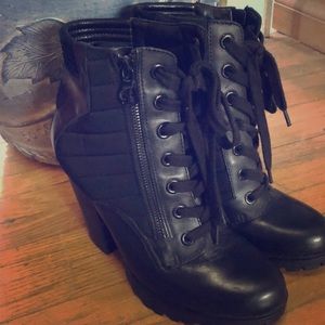 Guess black lace-up booties